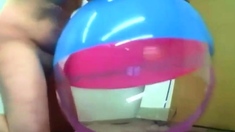 Big inflatable beach ball fuck cum inside