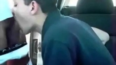 Sucking a cock seated in his car