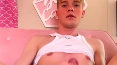Hot gay twink dick masturbation video