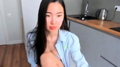 Asian Sweet Teen black sock masturbation