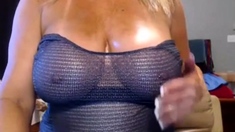 Big-Titted Blonde MILF's Webcam Sex Toy Session