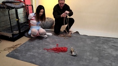 cute chinese girl tied in tight bondage