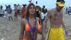 These Latina chicas get wild and crazy at a huge Mardi Gras party