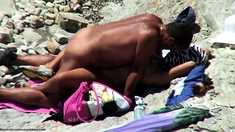 Beach voyeur films amateur oral sex