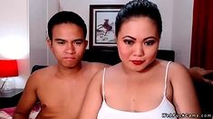 Fat Asian in webcam show with bf