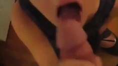 Lucky white guy gets dick sucked by asian girl cum in mouth