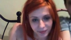 Redhead teen sucks and gets anal fucked